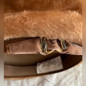 Jan Leslie Brown Fur Hat with Gold Accents